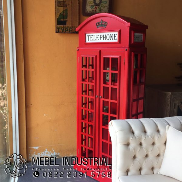 Jual Lemari Cabinet Hias Model Telepone Inggris-Merah